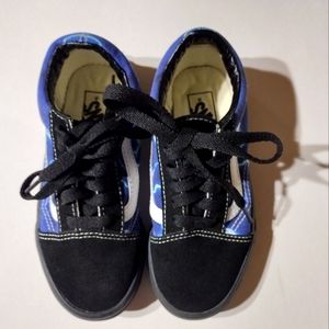 Kids Vans size 13.0 black with navy and white.